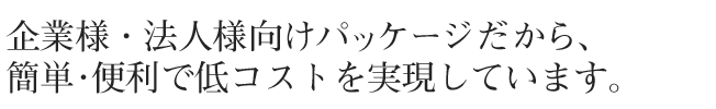 企業様・法人様向けパッケージだから、簡単・便利で低コストを実現しています。